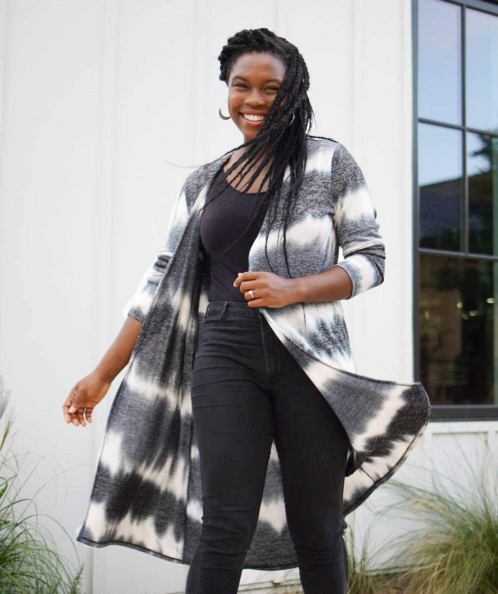 IMANI tie-dye long cardigan in Black Multi – The Lemonade