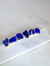 Load image into Gallery viewer, Natural Lapis Brass Plated Stud Earrings