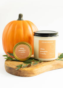 White Pumpkin + Tonka Candle | 12 oz Glass Jar