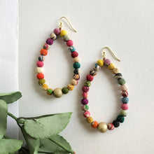 Load image into Gallery viewer, Kantha Luna Drop Hoops