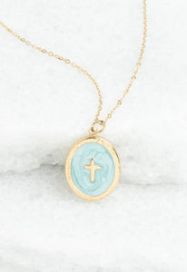 Cross Pendant Necklace in Mint