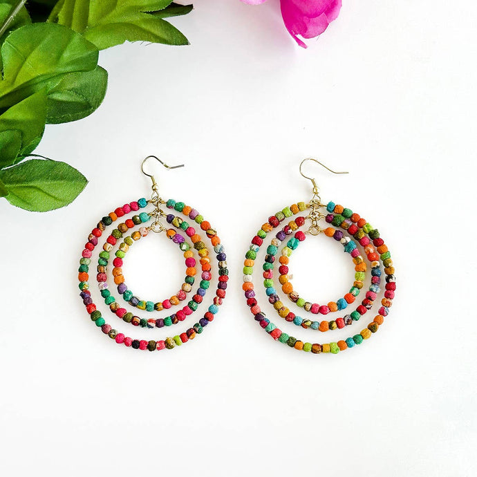 Kantha Milieu Triple Hoops