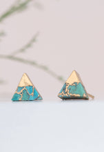 Load image into Gallery viewer, Oasis Triangle Turquoise Studs- 14K Gold and Turquoise Triangle Pyramid Studs