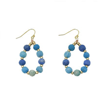 Load image into Gallery viewer, Kantha Azure Beaded Teardrop Earrings