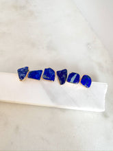 Load image into Gallery viewer, Natural Lapis Brass Plated Stud Earrings