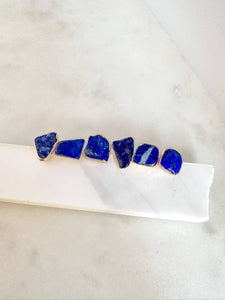 Natural Lapis Brass Plated Stud Earrings