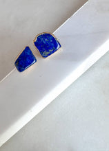 Load image into Gallery viewer, Natural Lapis Brass Plated Stud Earrings