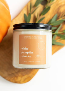 White Pumpkin + Tonka Candle | 12 oz Glass Jar