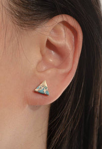 Oasis Triangle Turquoise Studs- 14K Gold and Turquoise Triangle Pyramid Studs